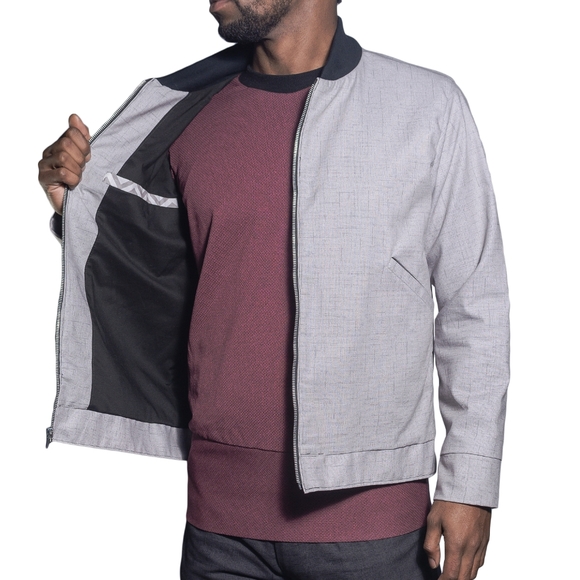 M. Laurex Textured Cotton Bomber Jacket - Picture 4 of 4